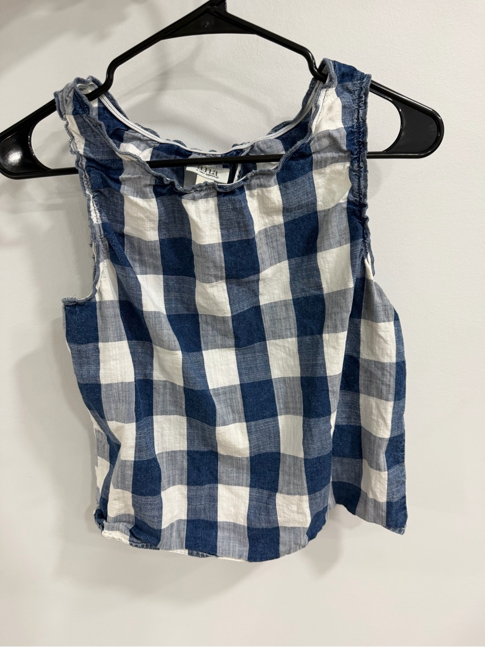 a.n.a Blue and White Gingham Open Back Blouse